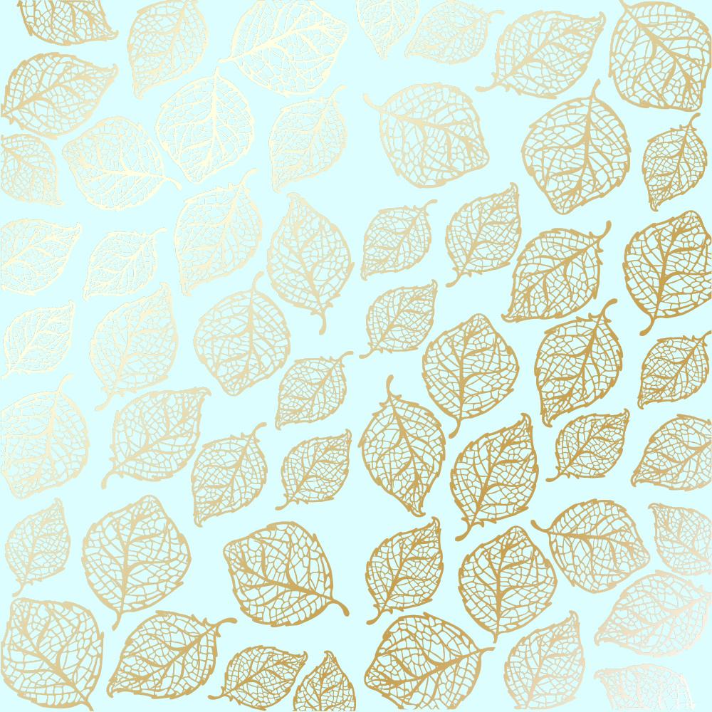 Лист бумаги односторонний Golden Delicate Leaves с фольгированием 30,5х30,5 см Mint