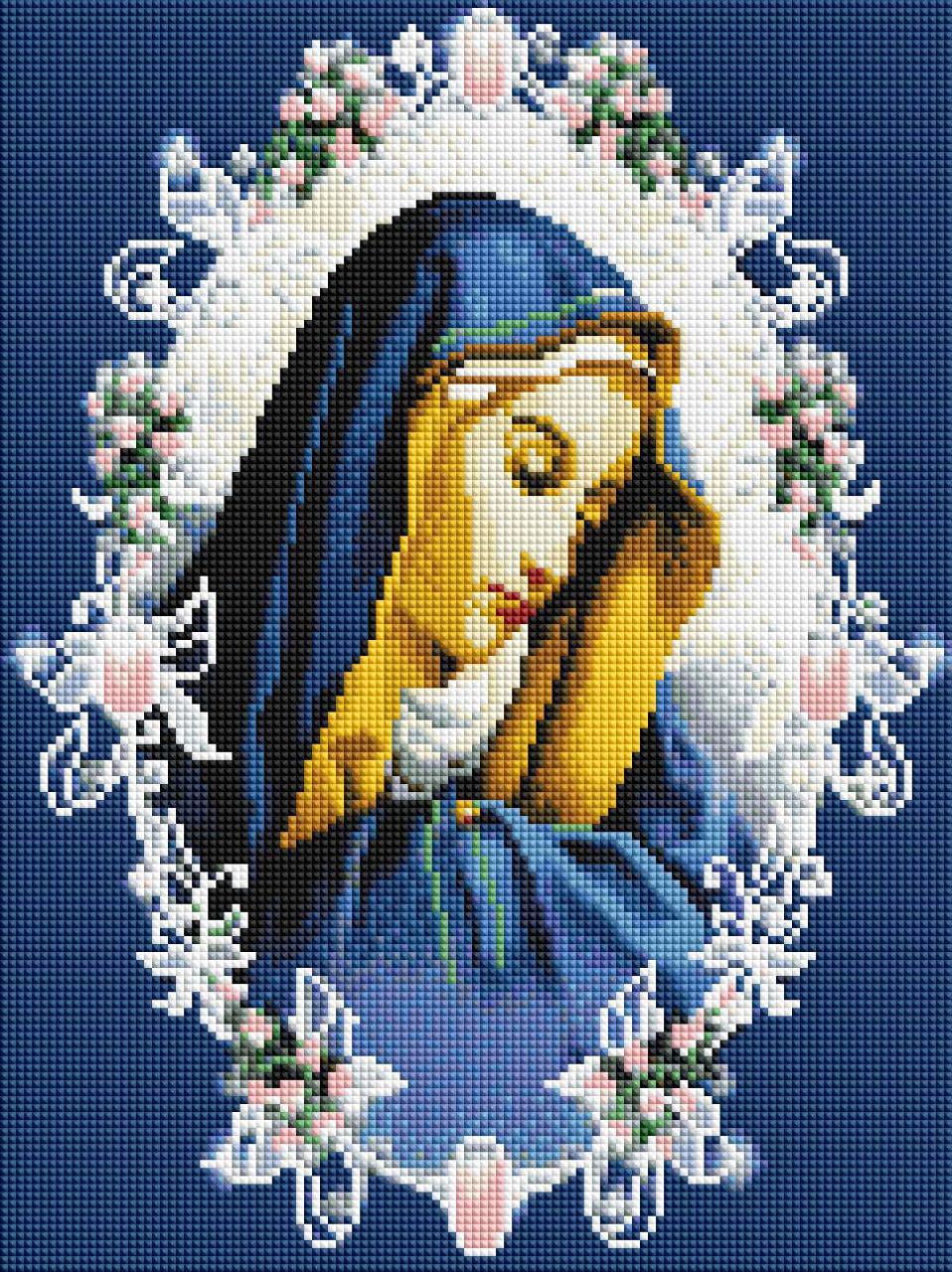 Алмазна вишивка на підрамнику ColorArt Ікона Божої матері Скорботна 30x40 (ST475)