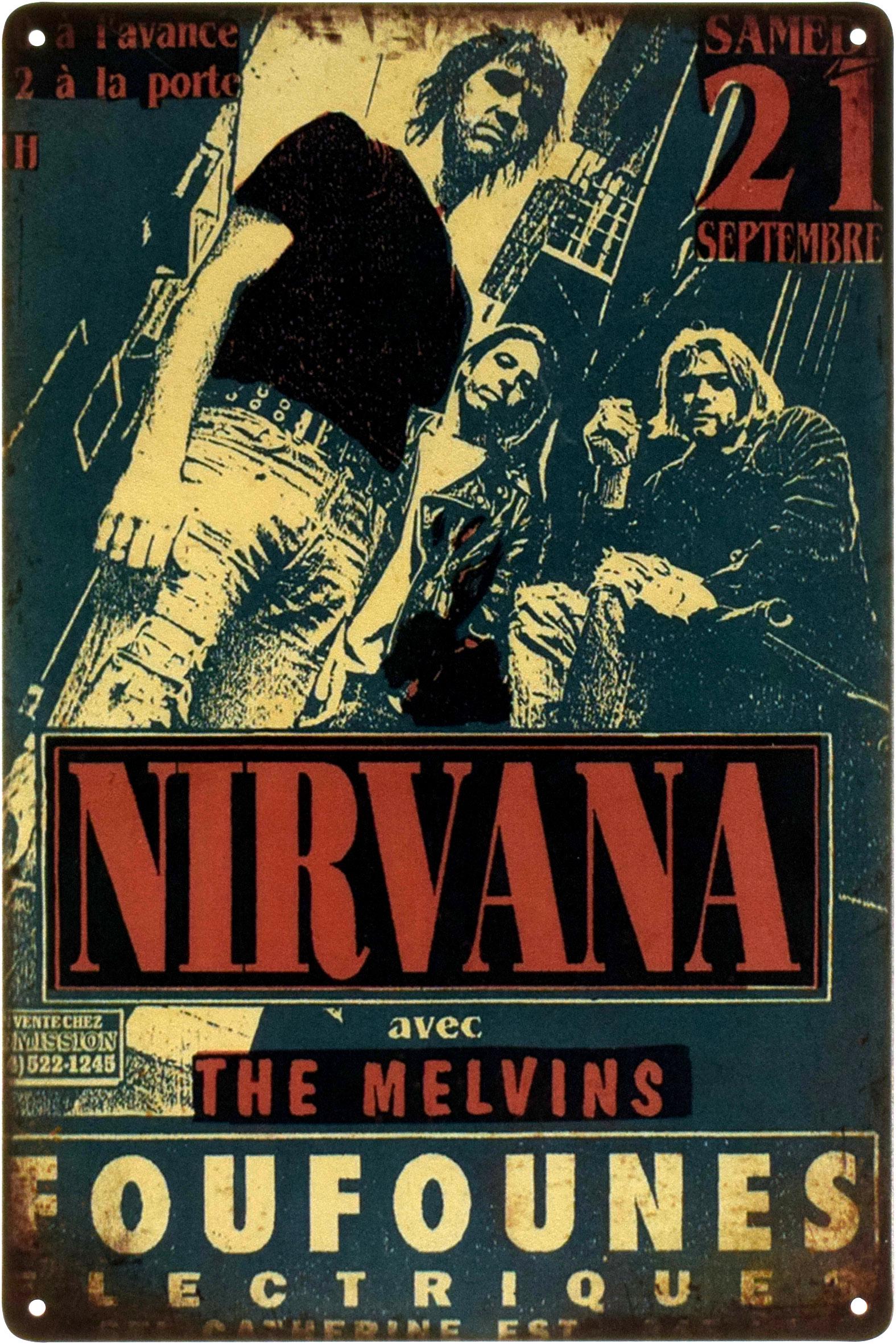 Металлическая табличка Nirvana The Melvins 20x30 см