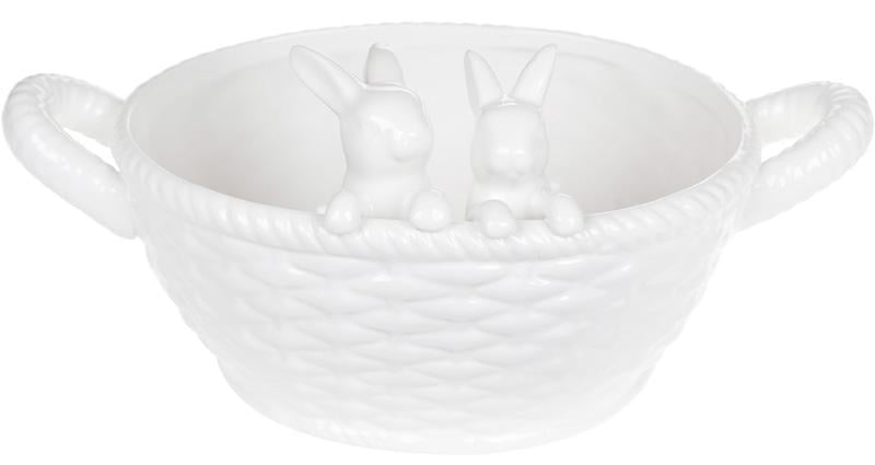 Конфета декоративная Корзина с кроликами 29х18,5х13,5 см Белая