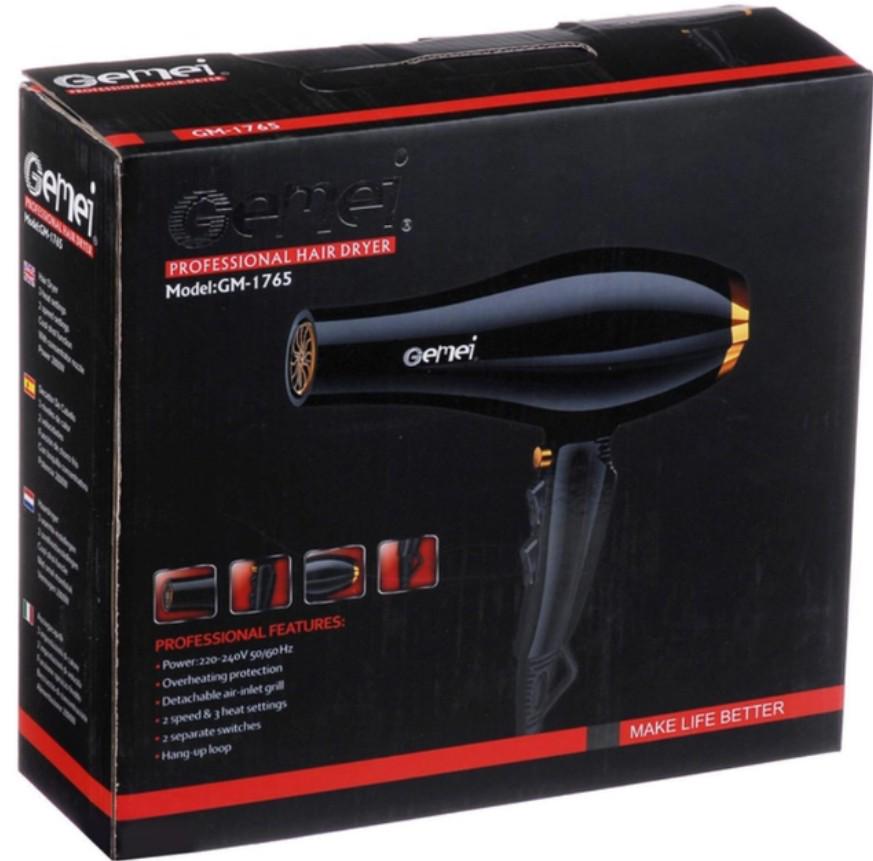 Фен для сушки и укладки волос Geemy GM-1765 с функцией холодного воздуха 2800 Вт Черный (315) - фото 11 Фен для сушки и укладки волос Geemy GM-1765 с функцией холодного воздуха 2800 Вт Черный (315) - фото 11
