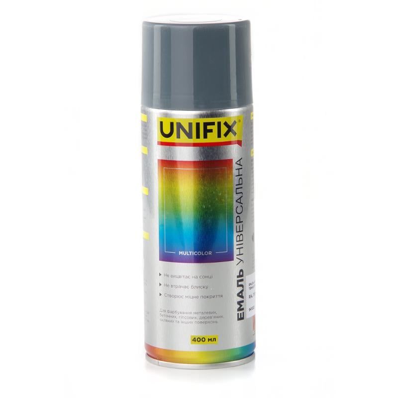 Эмаль акриловая Unifix универсальная 400 мл RAL 7031 Темно серый глянец (941023)