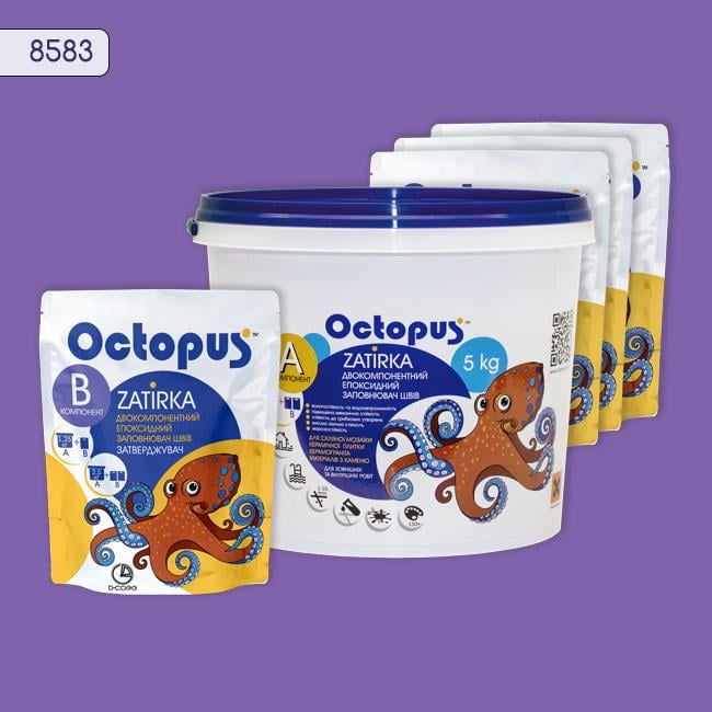 Фуга двухкомпонентная эпоксидная для плитки и мозаики Octopus 5 кг 8583 (8583-5)