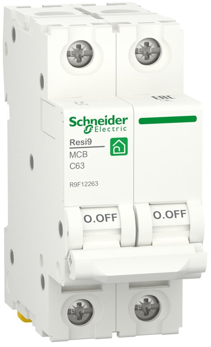 Автоматичний вимикач Schneider Electric Resi9 6kA 2P 63A C (R9F12263) - фото 1