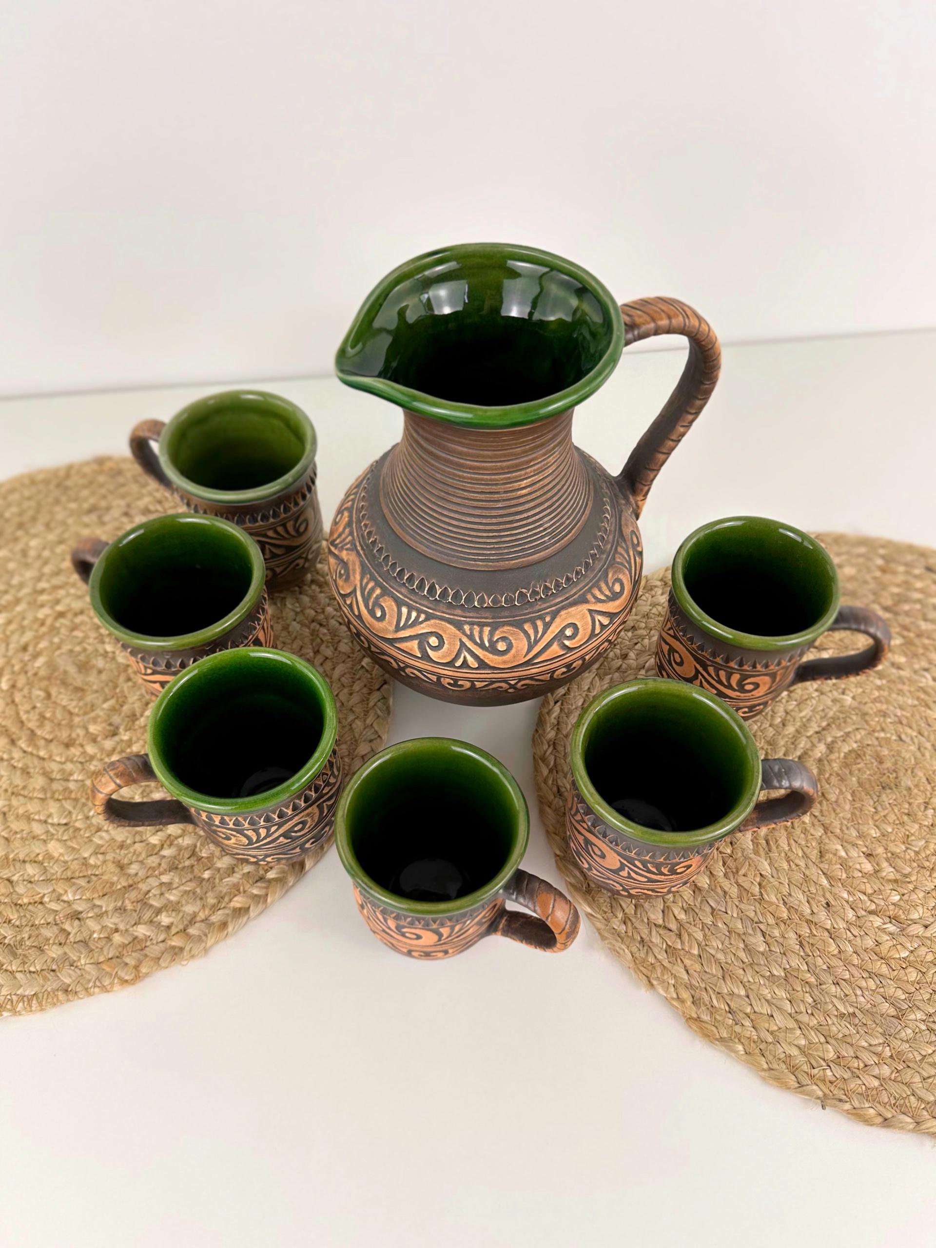 Набір глиняного посуду для компоту Гражда на 6 чоловік Коричневий (17019-29) - фото 3