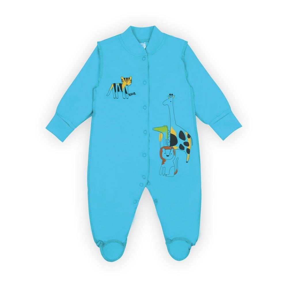 Комбинезон детский хлопковый тонкий для мальчика Gabbi KB-21-2 Сафари кидс 62 см Бирюзовый (12588)