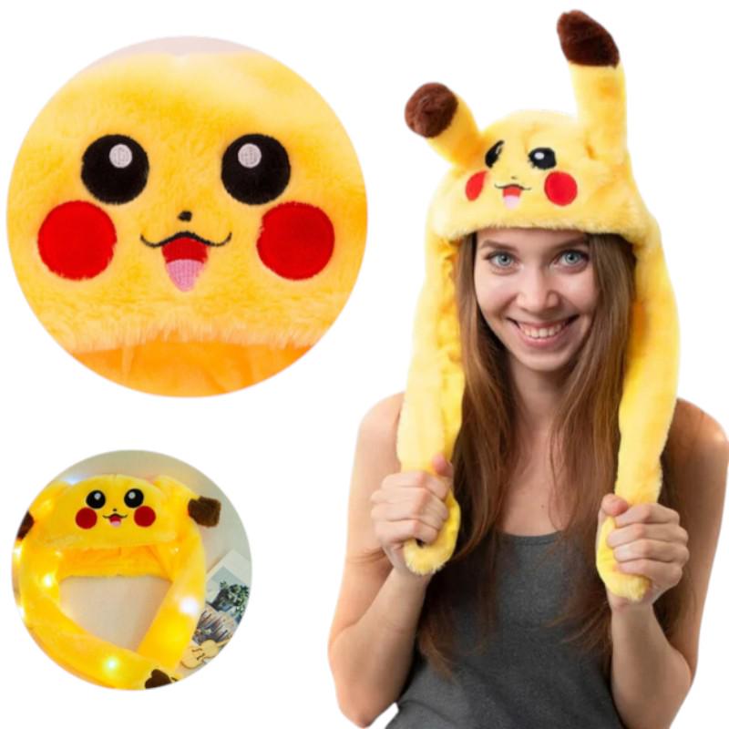 Шапка интерактивная шапка Пикача с подвижными ушками и LED-подсветкой Желтый - фото 4