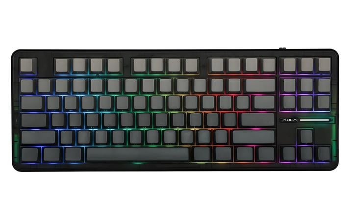 Клавиатура беспроводная AULA F87 PRO и наклейки/Bluetooth/RGB/игровая/Hot Swap/3 режима подключения Grey - фото 4