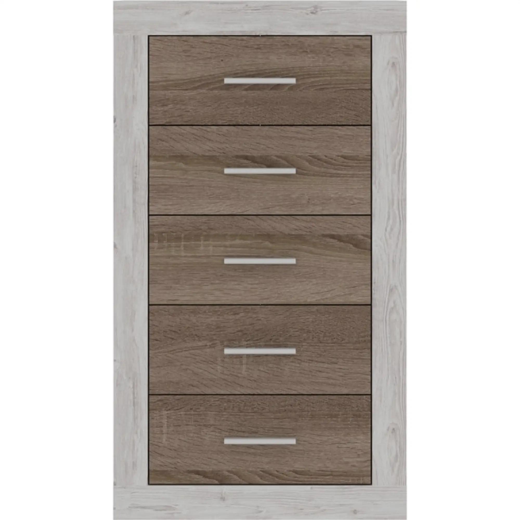 Комод в спальню Гербор Сара KOM5S Сосна каньон/Дуб сонома трюфель (00000057660) Комод в спальню Гербор Сара KOM5S Сосна каньон/Дуб сонома трюфель (00000057660)