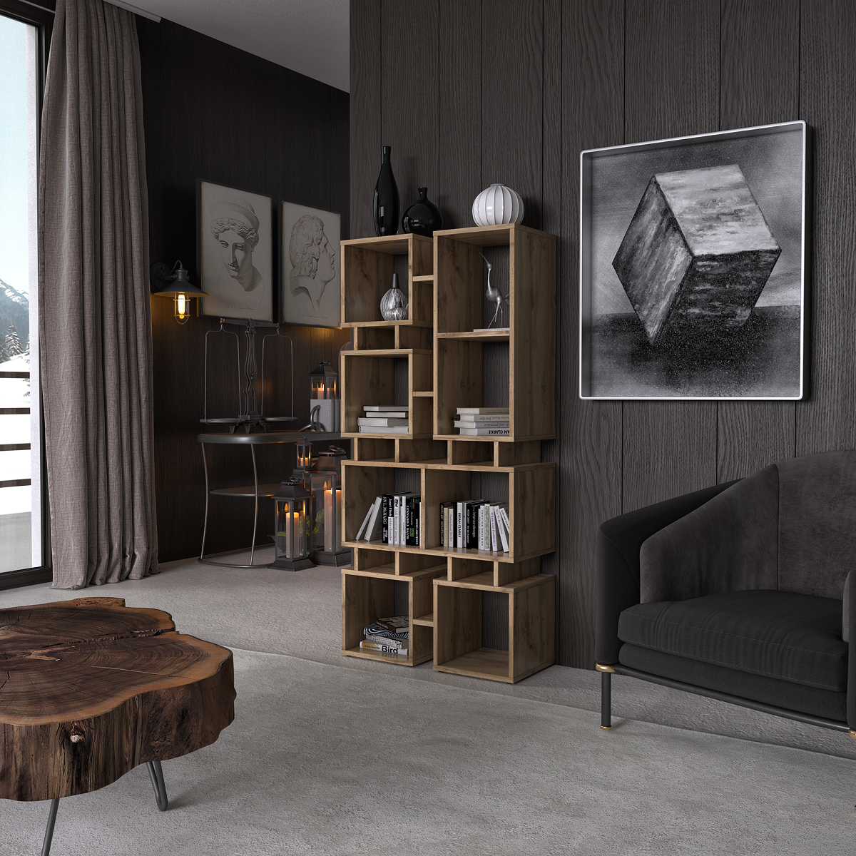 Стеллаж для книг ST-0018 и декора на 8 ячеек ST0018 Дуб Аппалачи (ST0018-Apalachi)