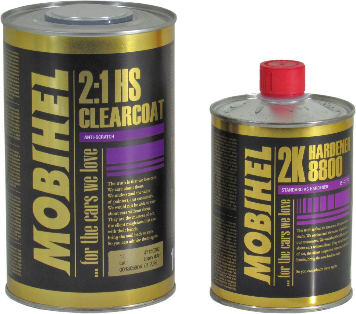 Лак акриловый Helios Mobihel HS anti-scratch 2:1 2К-2:1/2К-8800 2К-2:1 с отвердителем 8800 1 л 0,5 л