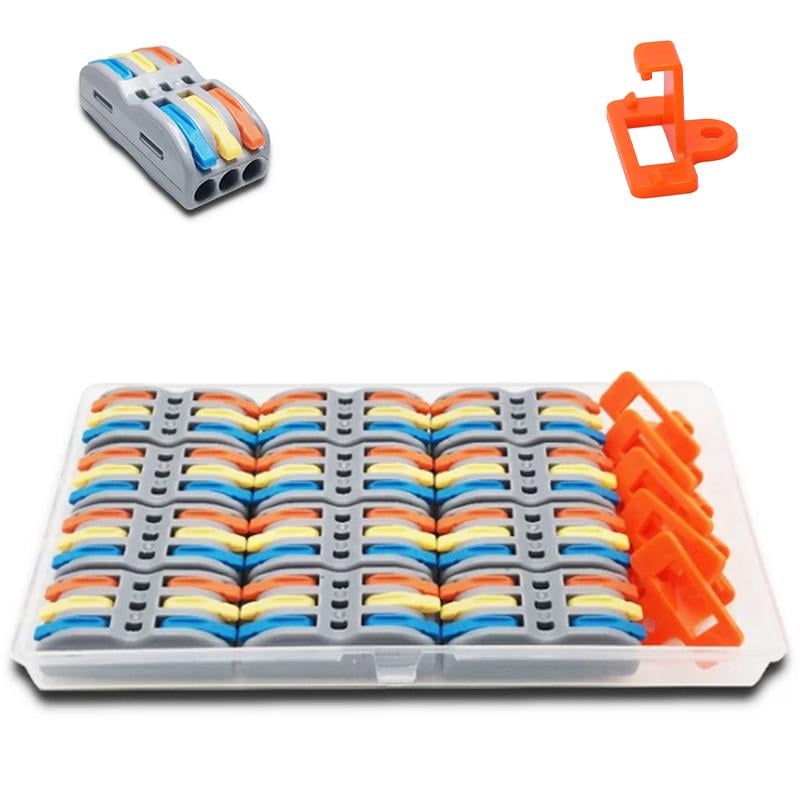 Набор клемм Tactix 0,08-4 мм2 32А 3х1-3х1 проходная одинарная 39х18х14,5 мм 12 шт. с фиксатором 5 шт. (CT423c-17box)