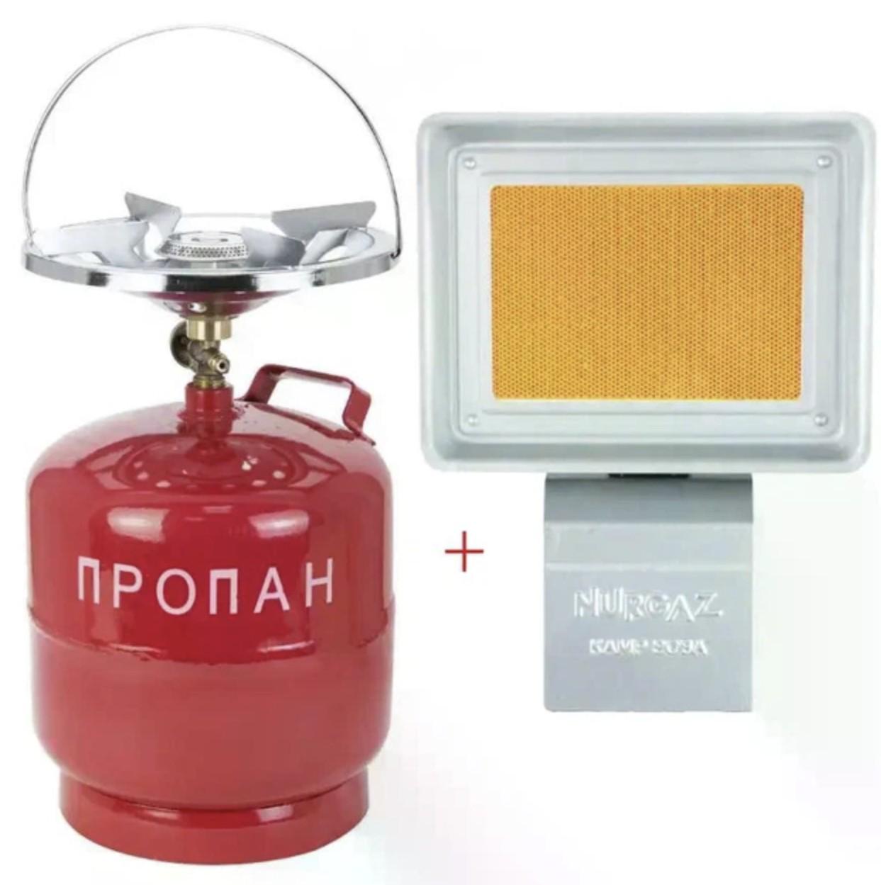 Примус газовий комплект TurGas TG-815 балон 8 л/пальник/нагрівач 1,5 кВт до 20 м2 Червоно-сірий (6587) - фото 4