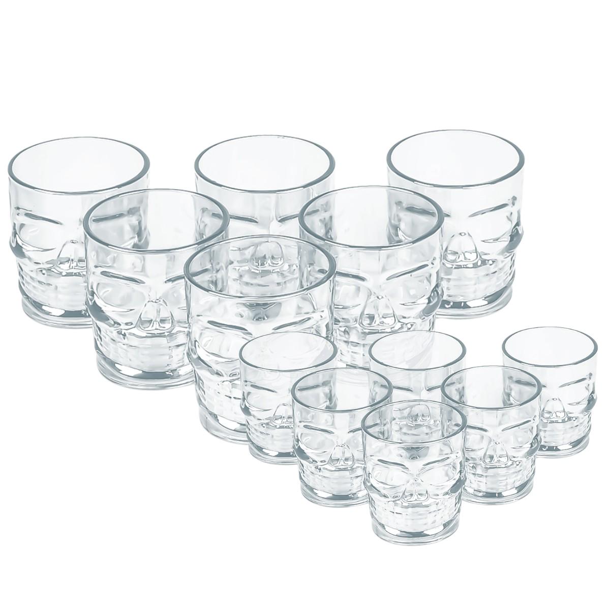 Набір склянок із чарками High Quality Череп 12 предметів White