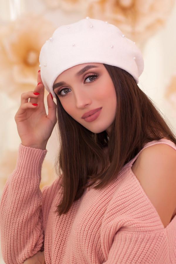 Берет с жемчужинами Braxton Флорида женский Белый (6006)