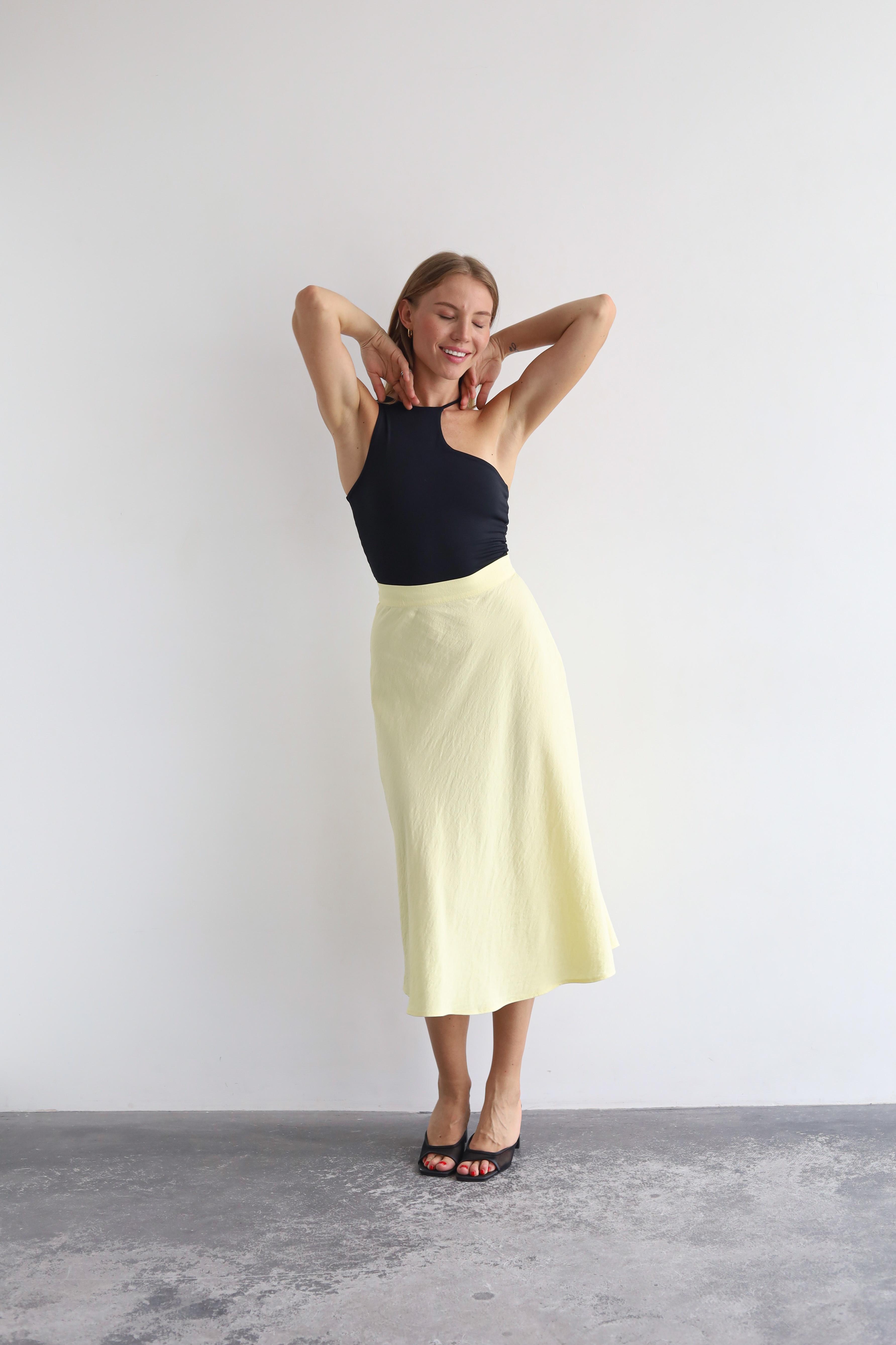 Спідниця-трапеція міді Дика Спідниця XS Жовтий (3025) - фото 3 Спідниця-трапеція міді Дика Спідниця XS Жовтий (3025) - фото 3