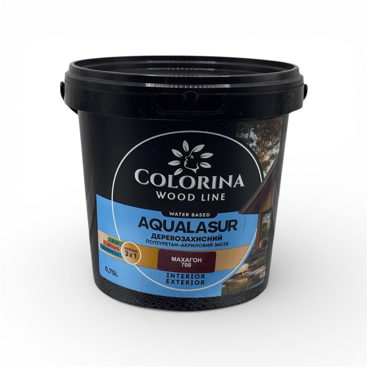 Лазурь деревозащитная с УФ-фильтром Colorina AQUALASUR 0,75 л махагон (23813617)