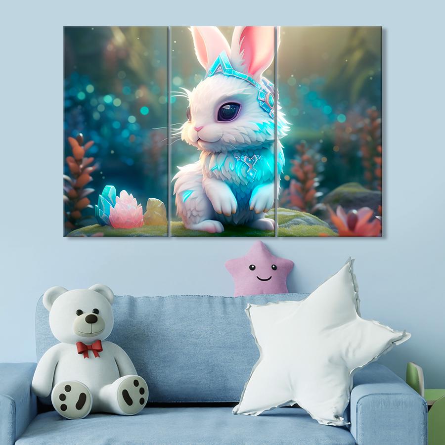 Картина в детскую комнату Волшебный белый кролик 78x48 см (A1424-3)