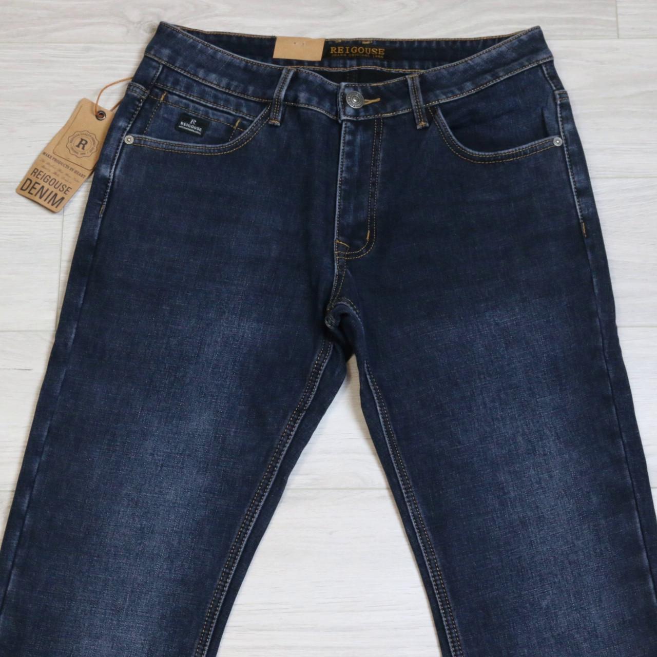 Джинсы мужские зимние Fang с потертостями р. 38 Синий графит (9903) - фото 2