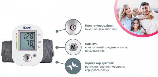 Тонометр автоматический с увеличенной манжетой и адаптером B.Well PRO-35 M-L - фото 4