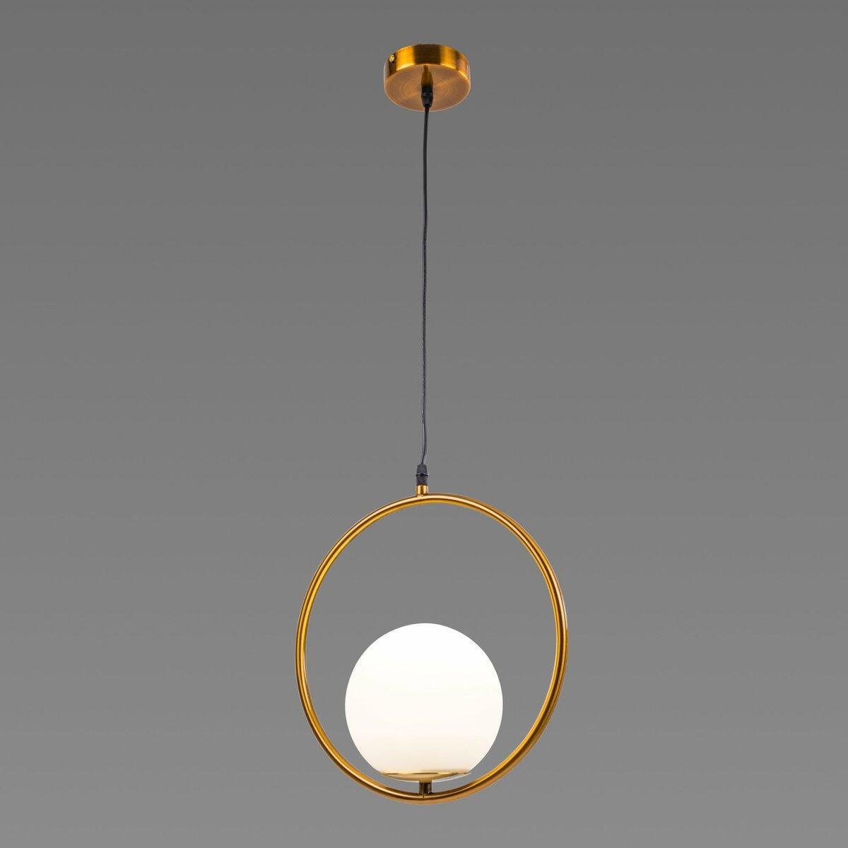 Підвісний світильник Sirius з круглим металевим каркасом під одну лампу Е27 Бронзовий (Ш 2003/1AB) - фото 4