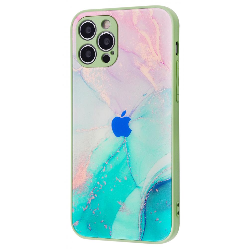 Чехол PRC Marble Clouds iPhone 12 Pro green Зеленый