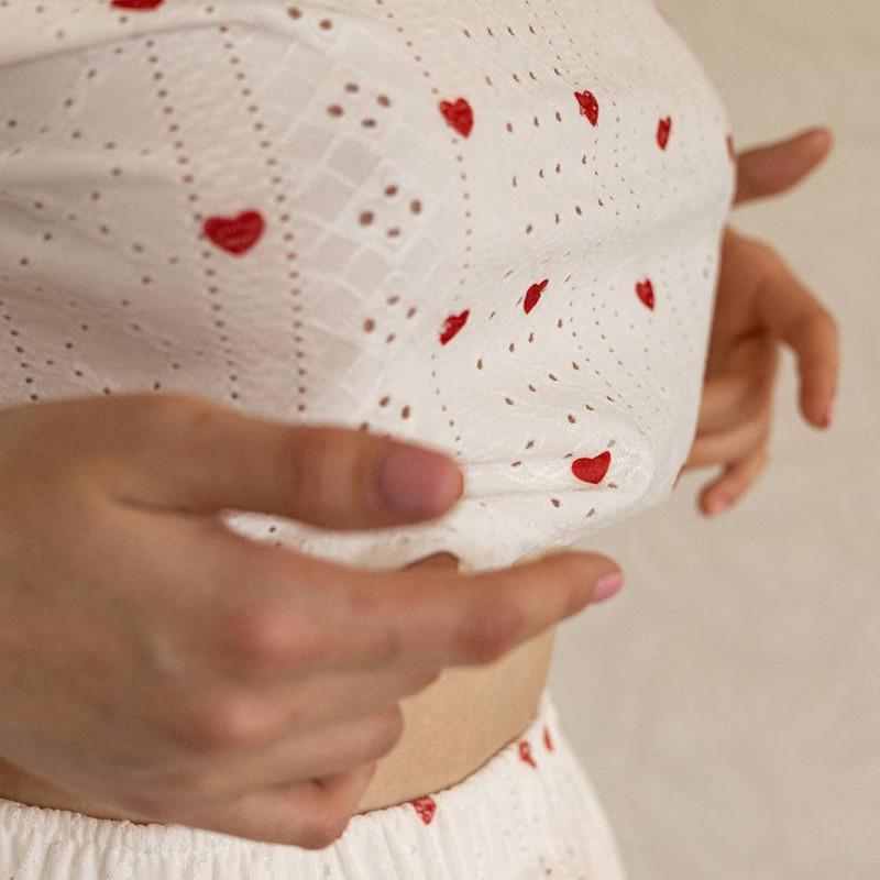 Пижама-комплект женская Lesko SM24107AYH Красные сердца футболка и шорты XL Белый (28525453) - фото 3 Пижама-комплект женская Lesko SM24107AYH Красные сердца футболка и шорты XL Белый (28525453) - фото 3