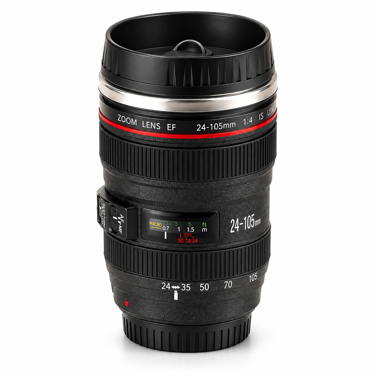 Термокружка у формі фотооб’єктива Canon EF 24-105 350 мл з кришкою-блендою Чорний (56605)