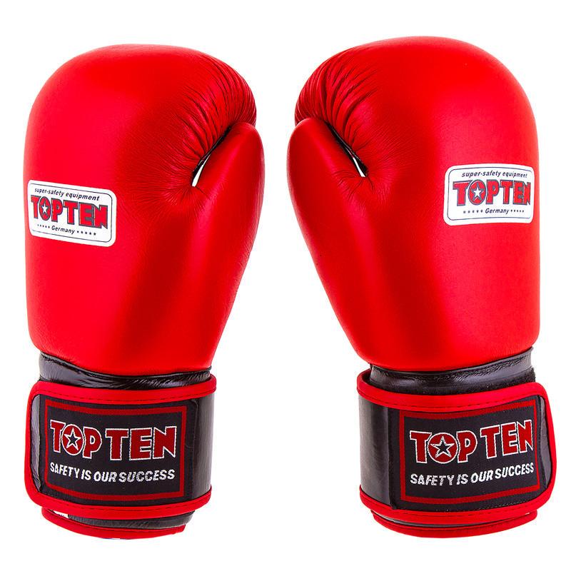 Боксерские перчатки TopTen кожа 10oz Красный