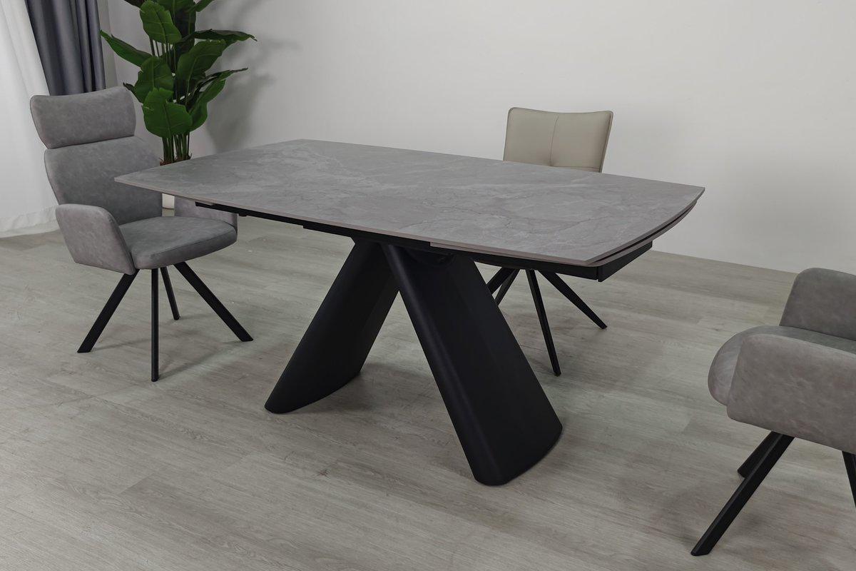 Стол обеденный раскладной Intarsio GreySON CERAMIC 160-240х90 см Серый матовый/Черный (GREYSON160) - фото 5 Стол обеденный раскладной Intarsio GreySON CERAMIC 160-240х90 см Серый матовый/Черный (GREYSON160) - фото 5