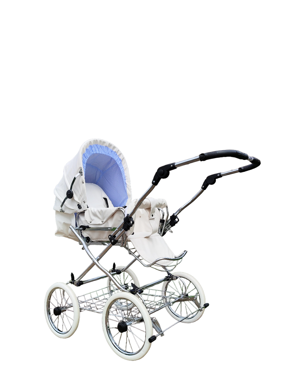 Коляска дитяча комбінована Eichhorn Combination Stroller жорстка люлька Білий/Блакитний - фото 1