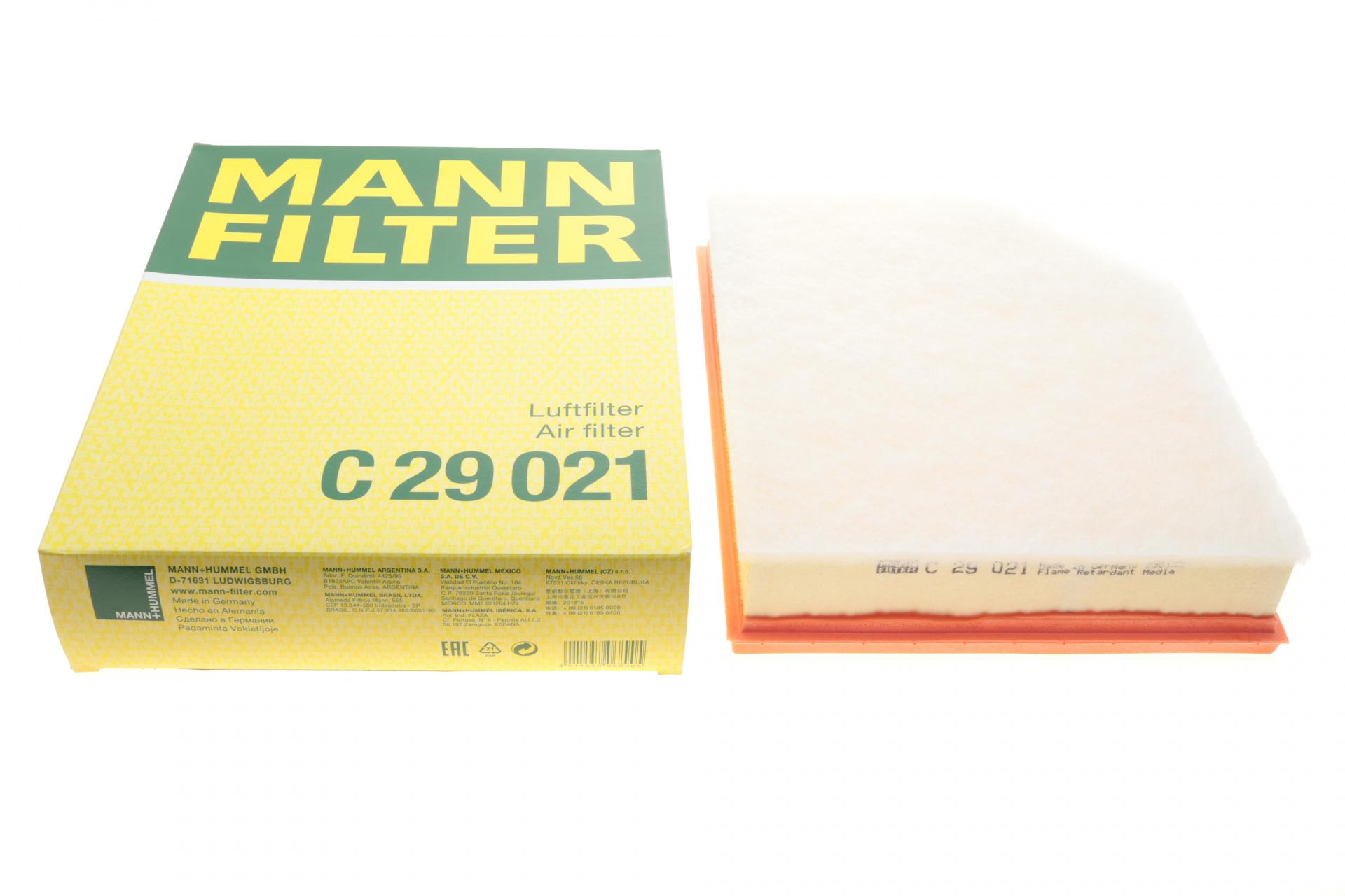 Фильтр воздушный Mann-Filter для Volvo S60/V60/S90/V90/XC60/XC90 2,0 B3-B6 Mild-Hybrid/T4-T8 16- (C 29 021)