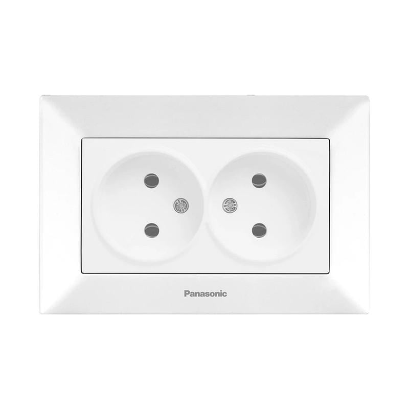 Розетка двойная без заземления Panasonic Arkedia Slim ABS Белый (WNTC02042WH-UA1)