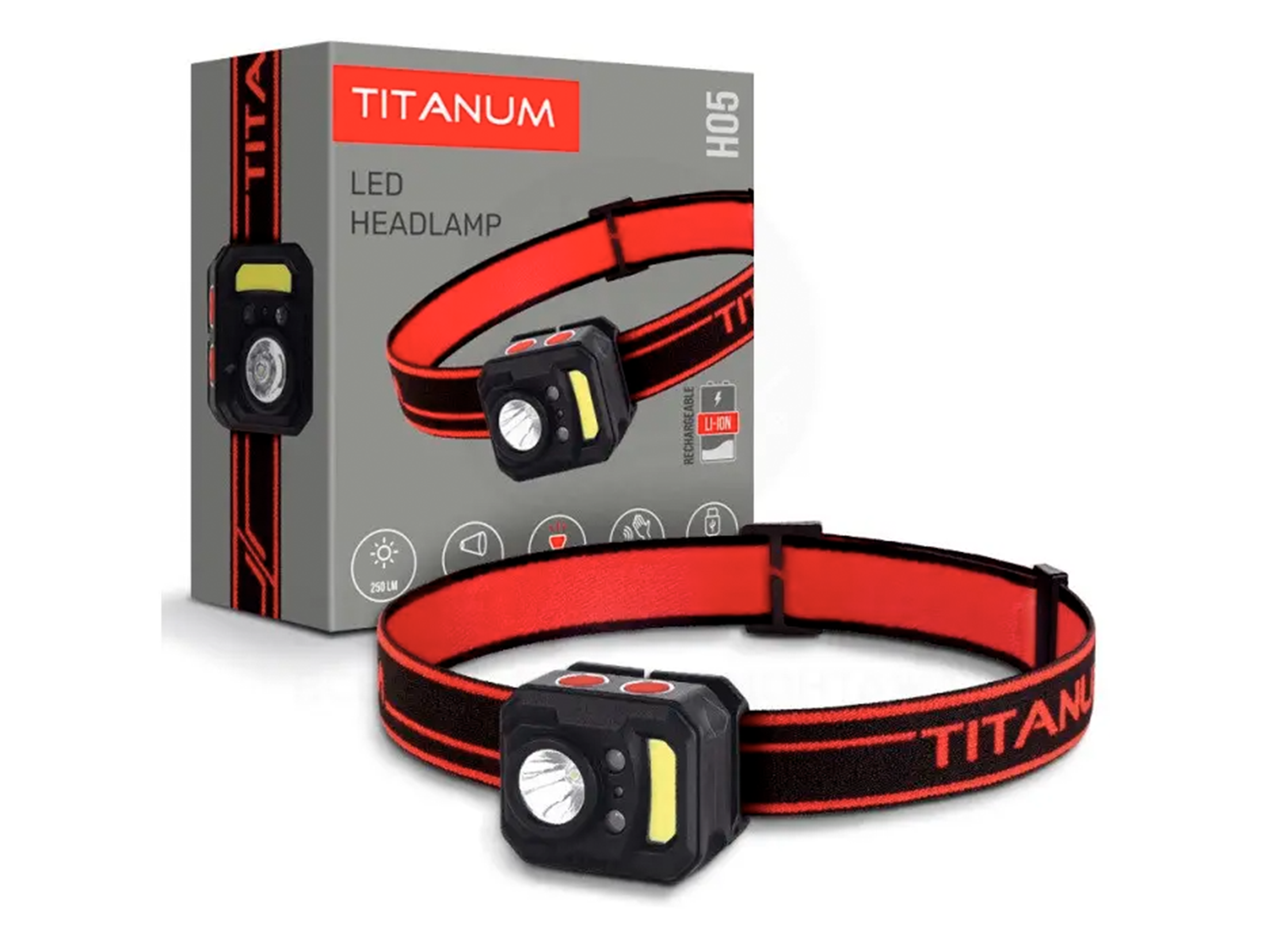 Ліхтар налобний акумуляторний TITANUM TLF-H05 250Lm 6500K (5873)