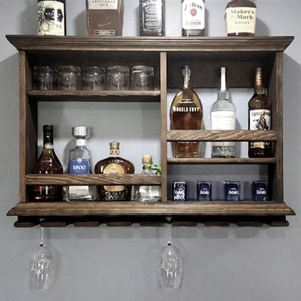 Полка для вина настенная из дерева Ситара Сепия (ПНК-008908)