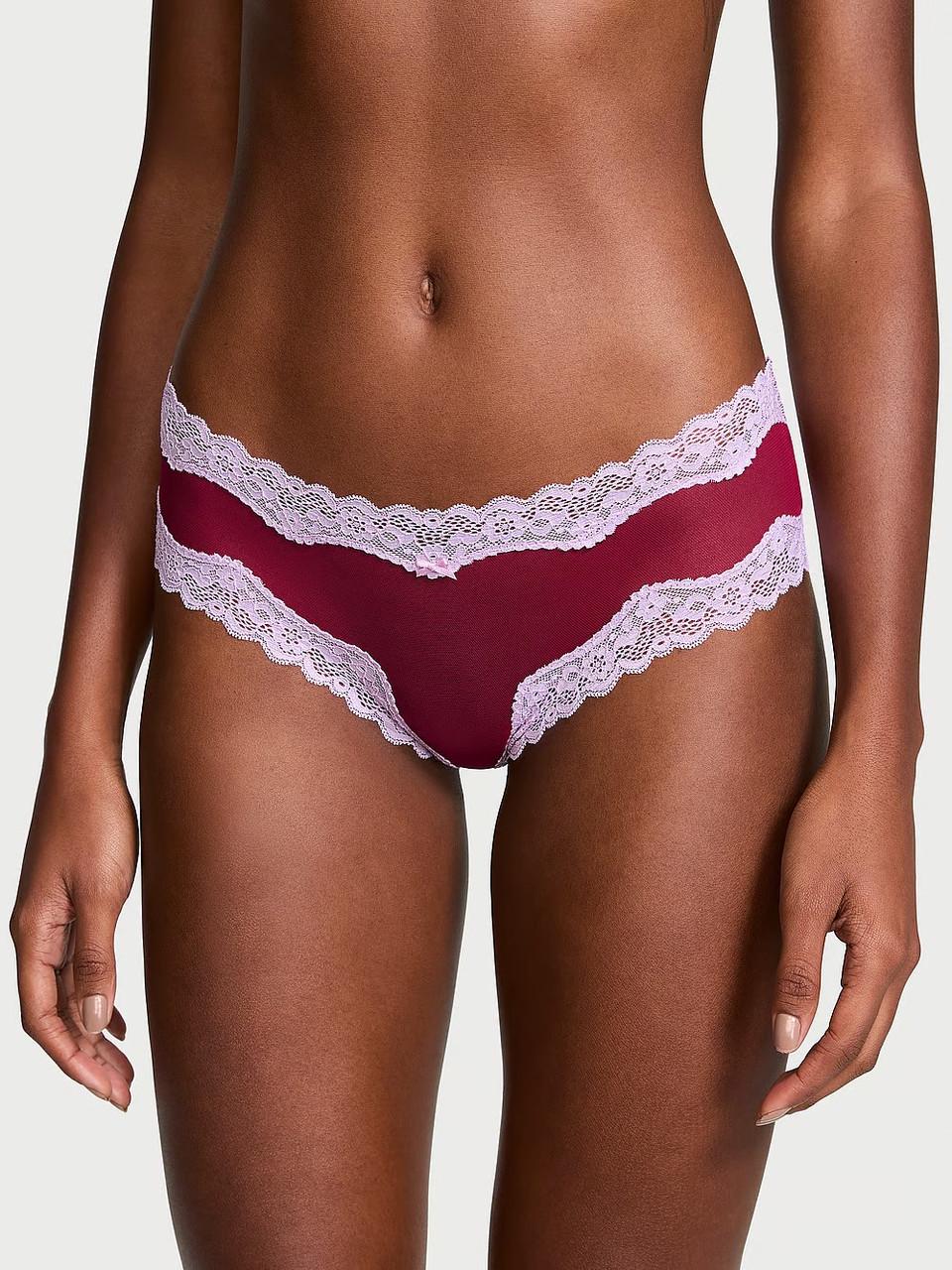 Трусики мереживні Чікі Victoria's Secret XS Бордово-Рожевий (100436327)