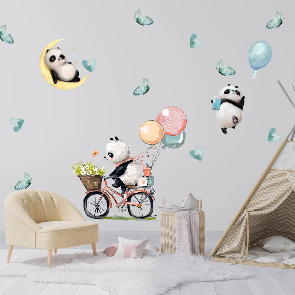 Наклейки вінілові Милі панди декоративні в дитячу кімнату 30х90 см - фото 3
