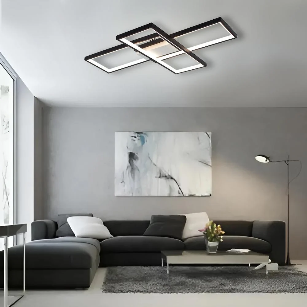 Люстра светодиодная ESLLSE SVEN 3S 85 Вт с пультом 690x470x80 мм Черно-белый - фото 5