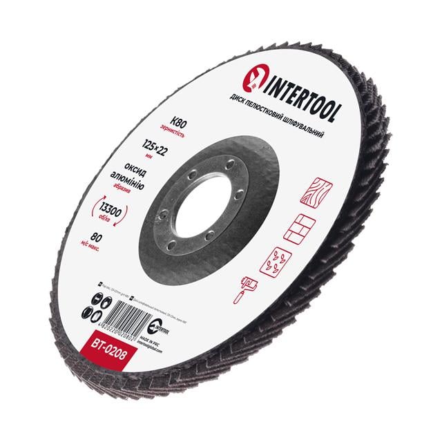 Диск шліфувальний пелюстковий Intertool 125x22 мм зерно K80 (BT-0208) - фото 3 Диск шліфувальний пелюстковий Intertool 125x22 мм зерно K80 (BT-0208) - фото 3