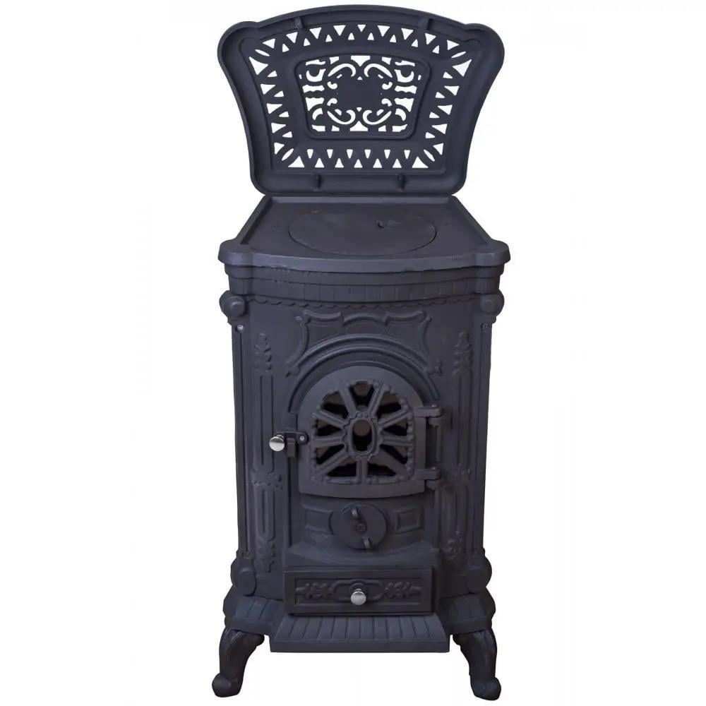 Піч-буржуйка чавунна Koza Ingrid Ambra з варильною поверхнею 9 кВт Чорний (PR-KOZB)