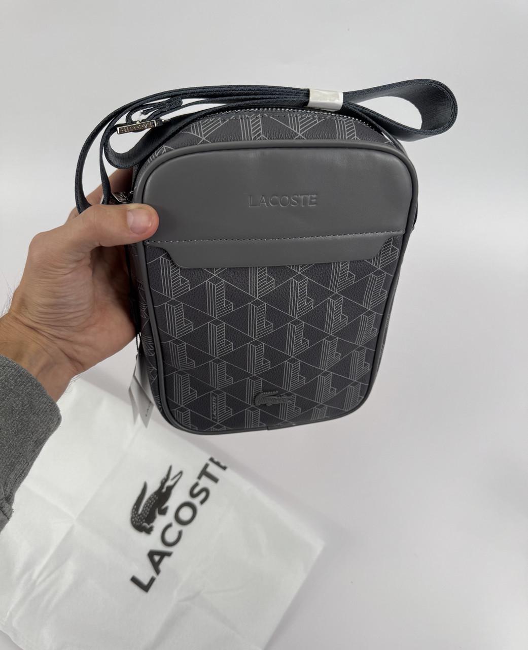 Барсетка Lacoste через плечо монограммная Серый - фото 5 Барсетка Lacoste через плечо монограммная Серый - фото 5