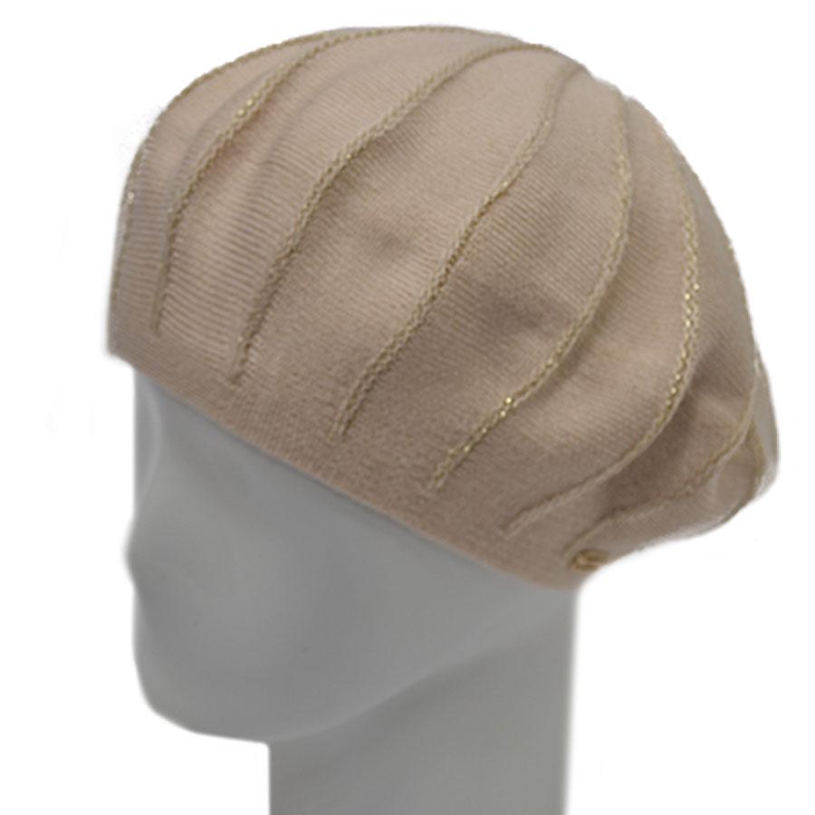 Берет женский Lirus Лана двойной из шерсти с люрексом р. 56-58 Бежевый