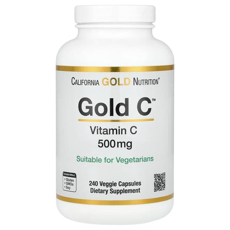 Витамин C California Gold Nutrition Vitamin Gold C аскорбиновая кислота 500 мг 240 вег. капс. (1436084588)