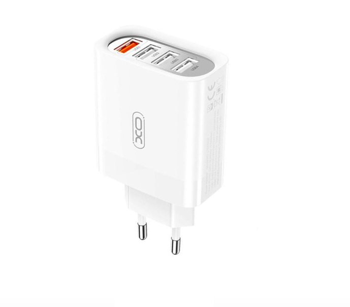 Сетевое зарядное устройство Xo L100 4USB/QC3.0/3USB 2,4A White