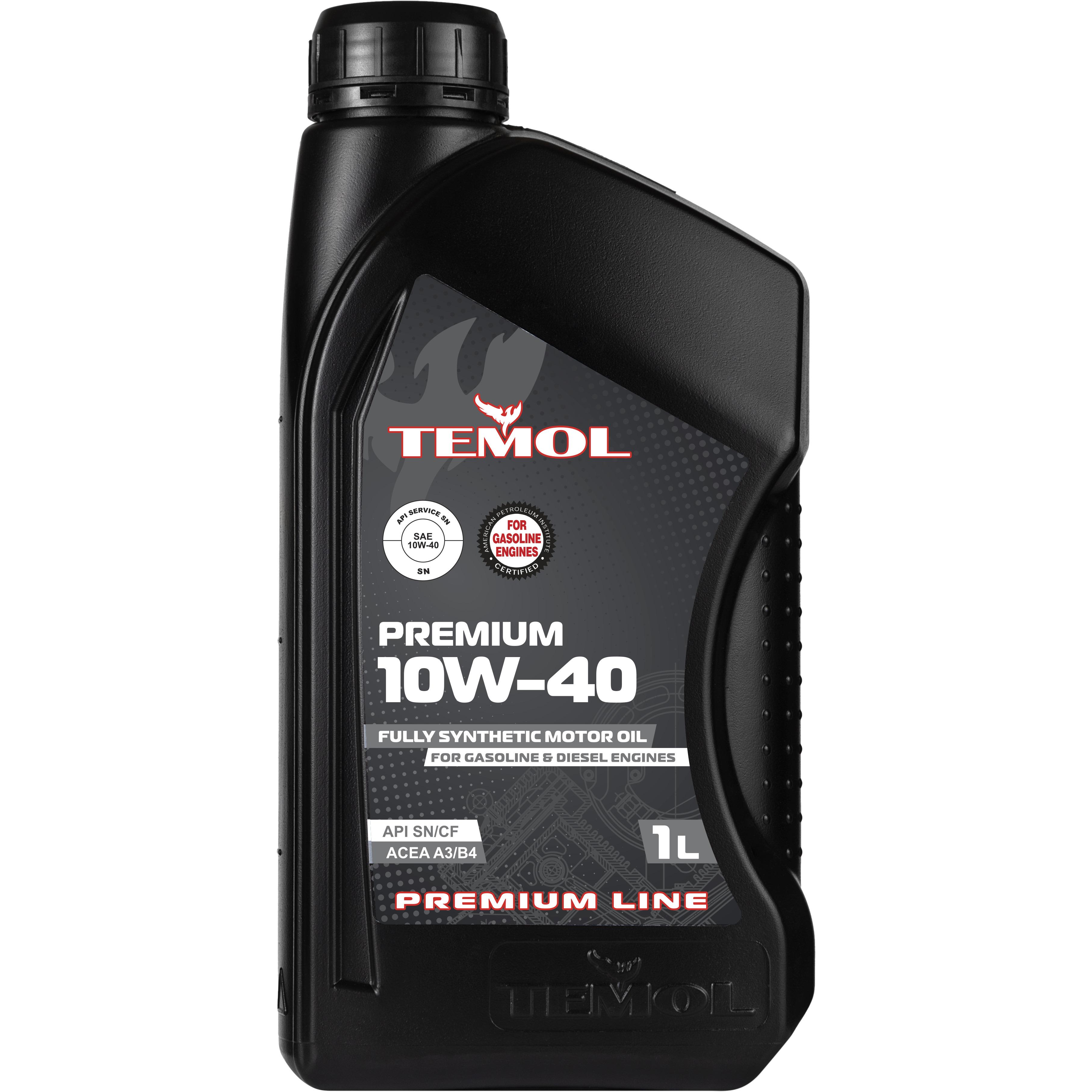 Моторное масло для бензиновых и дизельных двигателей Temol Premium 10W-40 SN/CF/SM 1 л