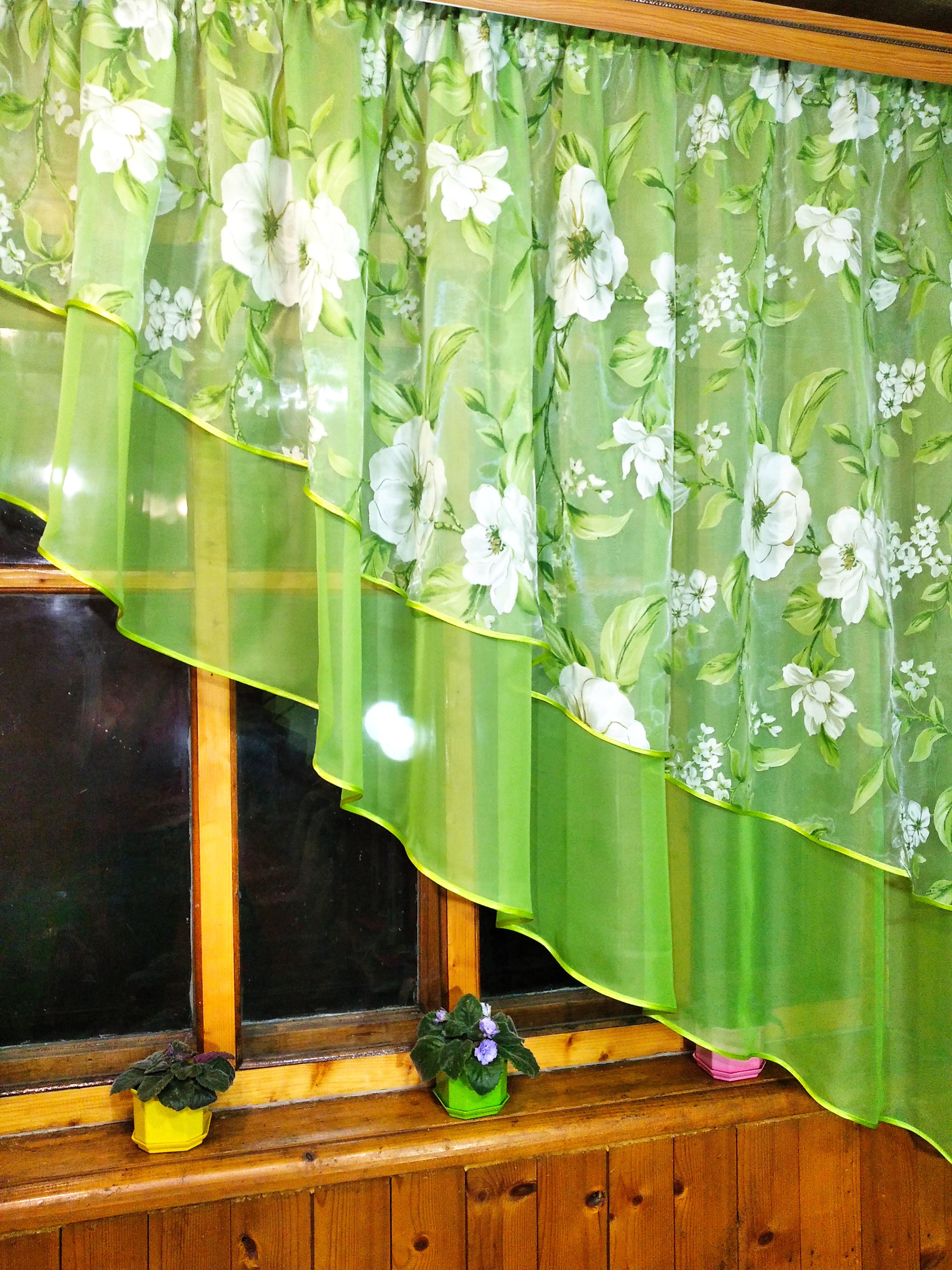 Занавеска короткая готовая Ника правая Салатовый/Яблочный (1492524344) - фото 1