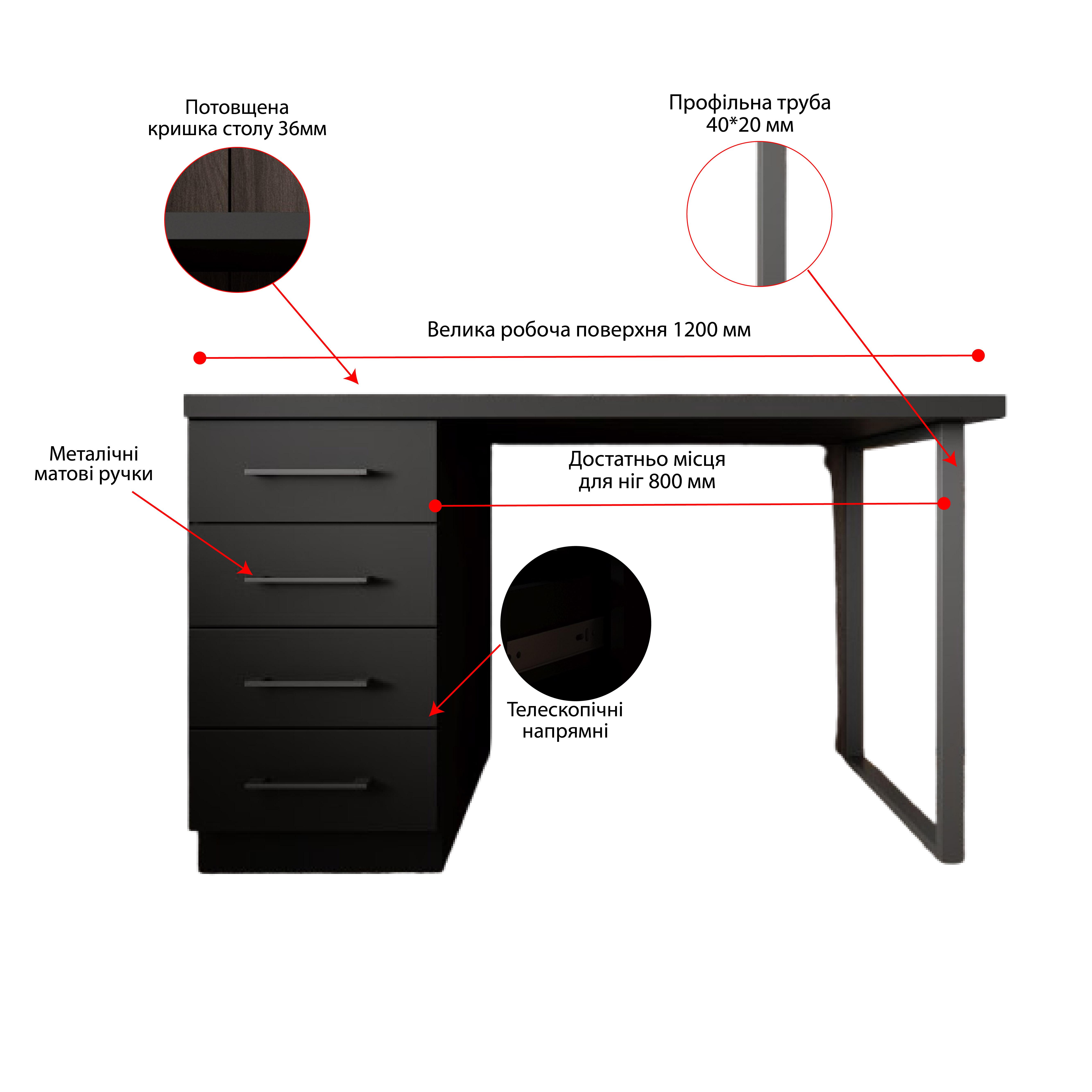 Компьютерный стол Mebellini Торонто лофт 1200x600x770 мм Черный (арт.SKEP1000-200) - фото 9 Компьютерный стол Mebellini Торонто лофт 1200x600x770 мм Черный (арт.SKEP1000-200) - фото 9