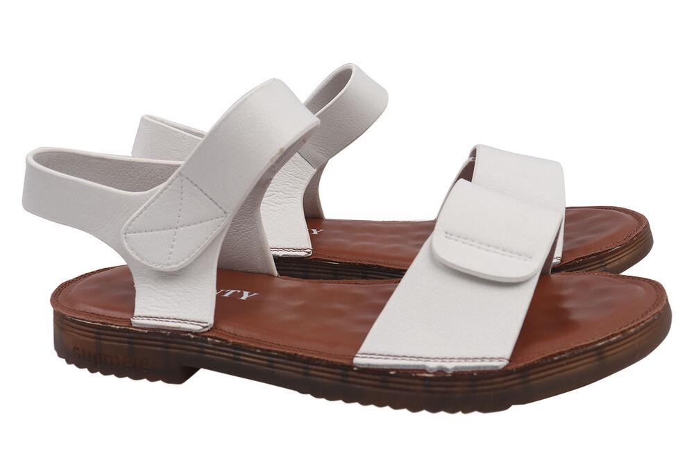Босоножки женские Vikonty из эко кожи на низком ходу р. 39 Белый (200-21/22LBC)