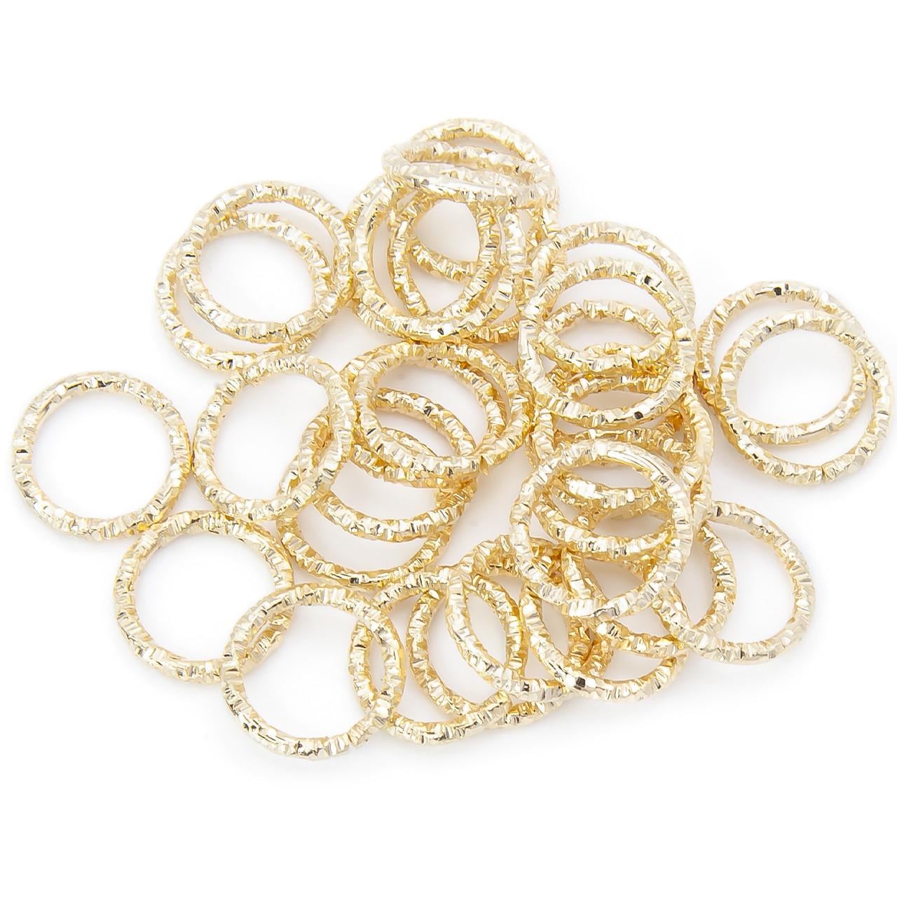 Кольцо соединительное рельефное одинарное 15х1,5 мм в уп. 30 шт. Золотой (КС1515р49)