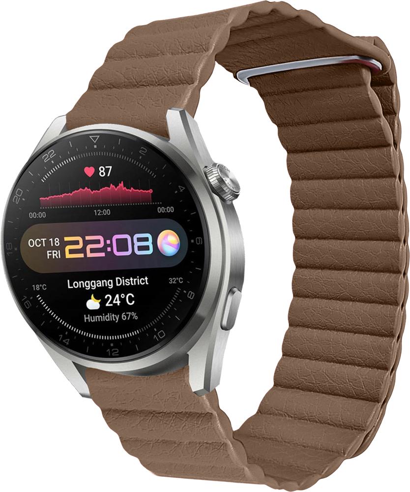Ремешок кожаный Genis для Huawei Watch 3 Pro Brown (26525-30)